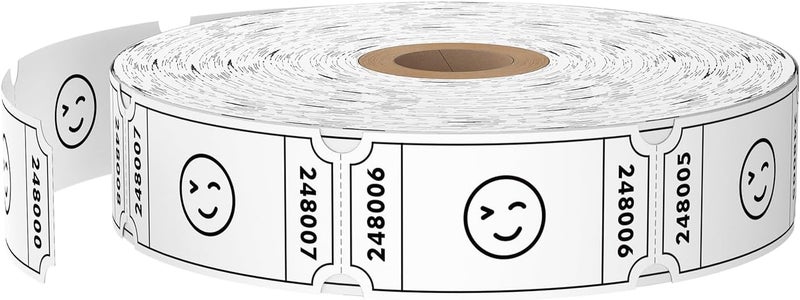 Methdic 1000 Smile Raffle Tickets White, Single Roll, Ticket for Events, Entry, Class Reward, Fundraiser & Prizes - Image 1